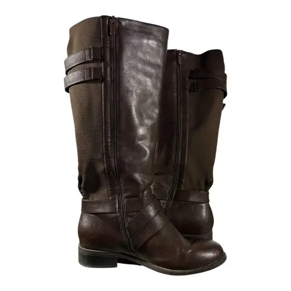 Torrid Women’s Brown Knee High Riding Boots Size 9.5 M Wide Calf Buckles - Picture 8 of 9